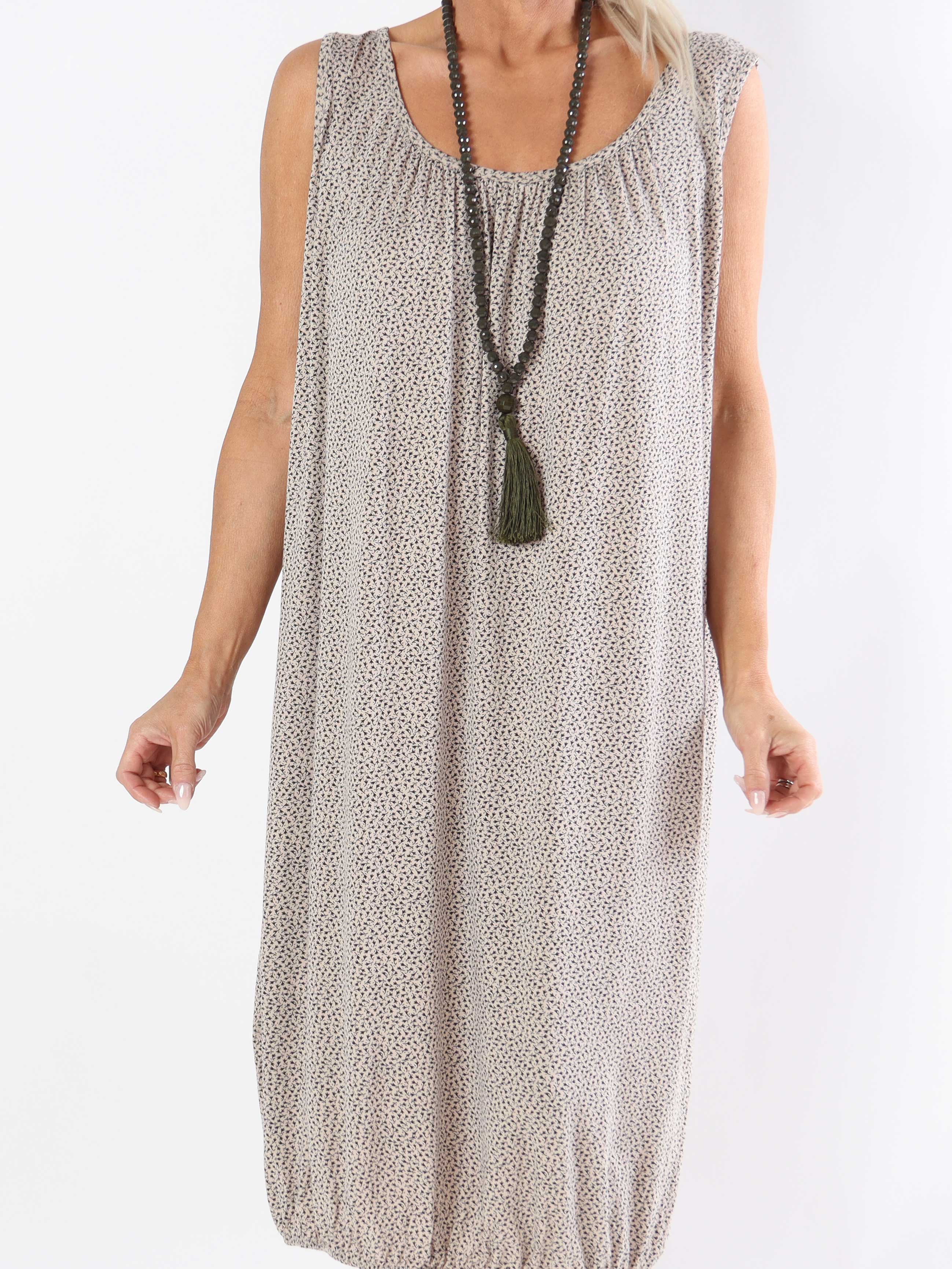 Miracle Flower Sleeveless Dress - Plus size kjole i viskose med elastik